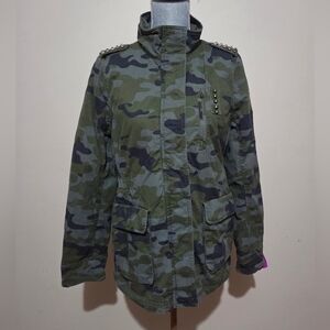 Selena Gomez Adidas Collab Neo Camouflage Military Style Fur Lined Jacket Size M